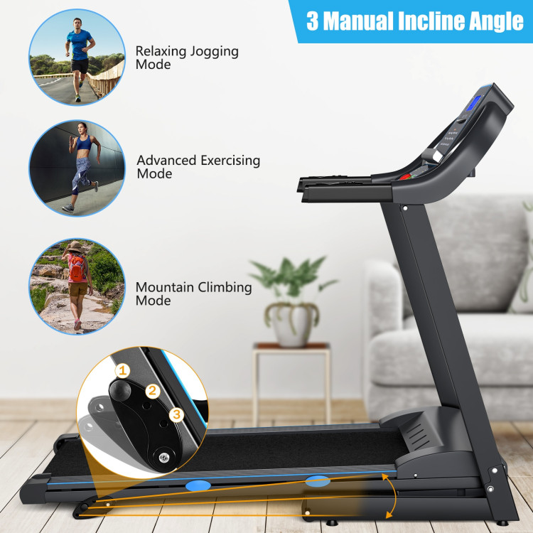 2.25 HP Folding Electric Motorized Power Treadmill with Blue Backlit LCD DisplayCostway Gallery View 8 of 10