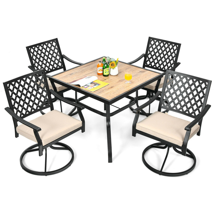 Patio Metal Square Dining Table for Garden and PoolsideCostway Gallery View 7 of 8