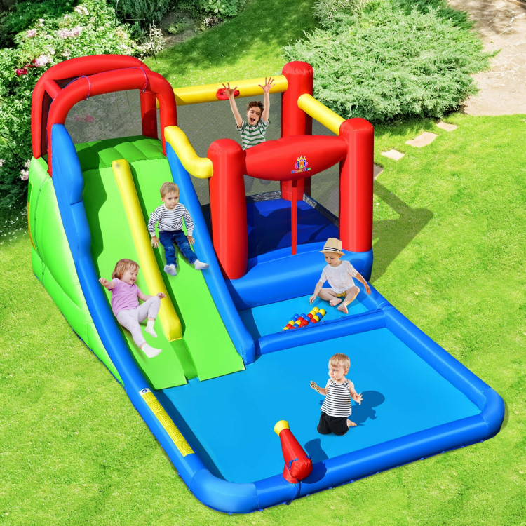 Inflatable Water Slide with Ocean Balls for Kids without BlowerCostway Gallery View 7 of 11