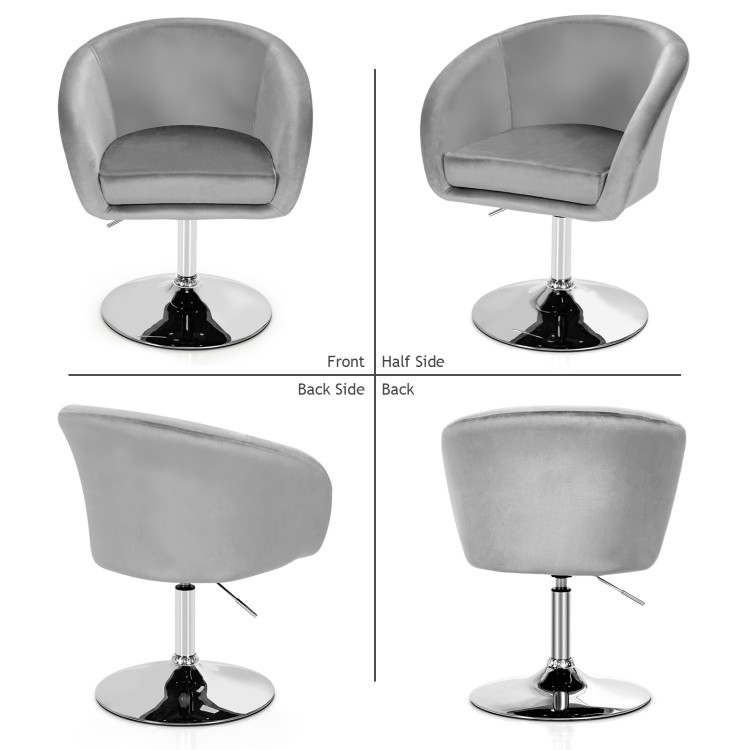 360 Degree Swivel Makeup Stool Accent Chair with Round Back and Metal Base -GrayCostway Gallery View 7 of 10