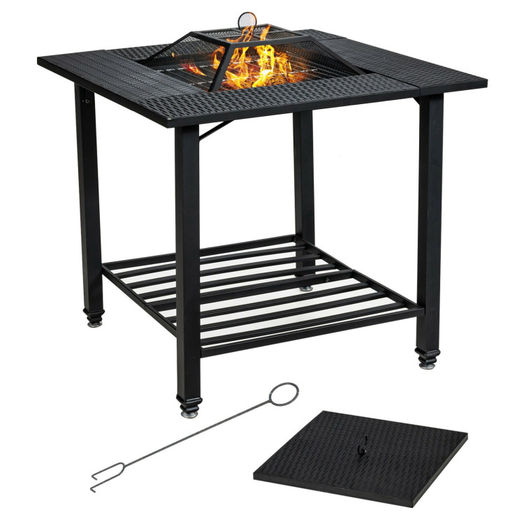 31 Inch Outdoor Fire Pit Dining Table with Cooking BBQ GrateCostway Gallery View 7 of 10