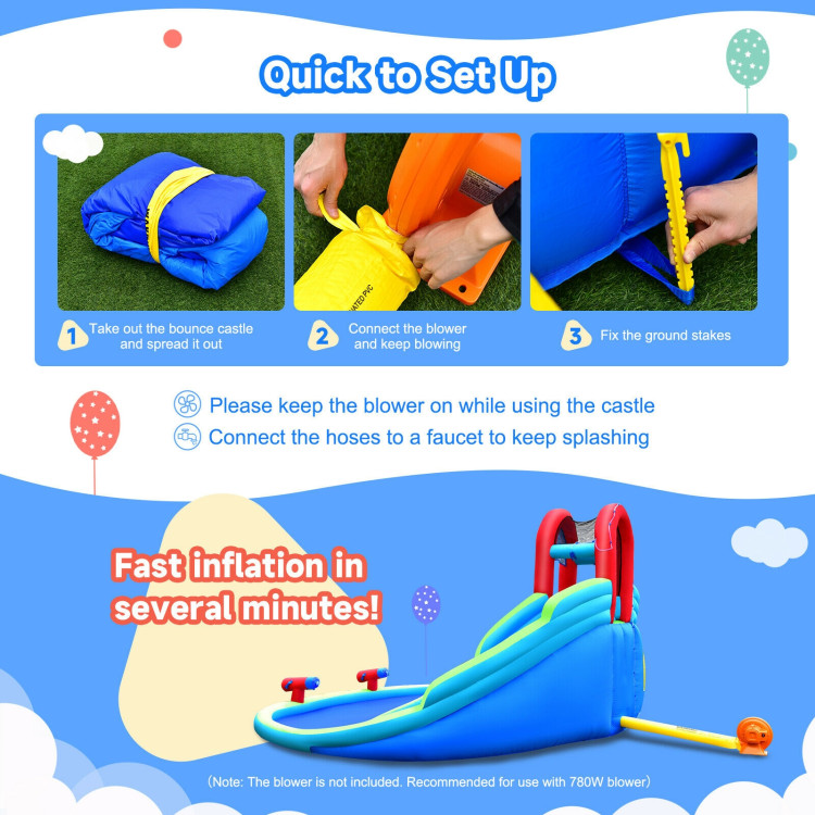 Inflatable Waterslide Bounce House with Upgraded Handrail without BlowerCostway Gallery View 10 of 11