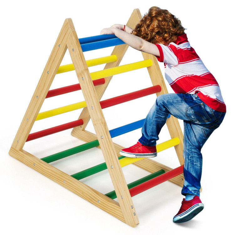 Climbing Triangle Ladder with 3 Levels for Kids-MulticolorCostway Gallery View 7 of 11