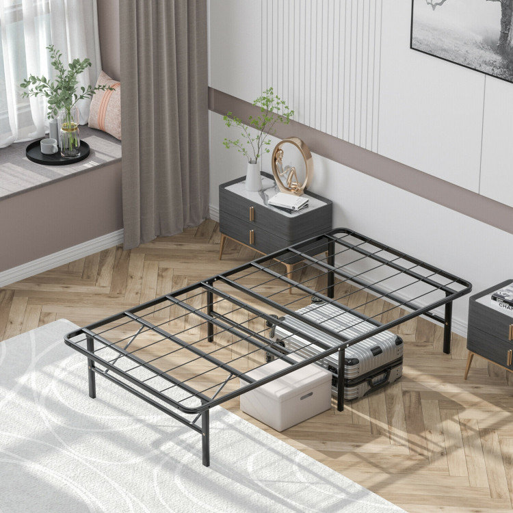 Twin/Full/Queen Size Foldable Metal Platform Bed with Tool-Free Assembly-Twin sizeCostway Gallery View 7 of 11