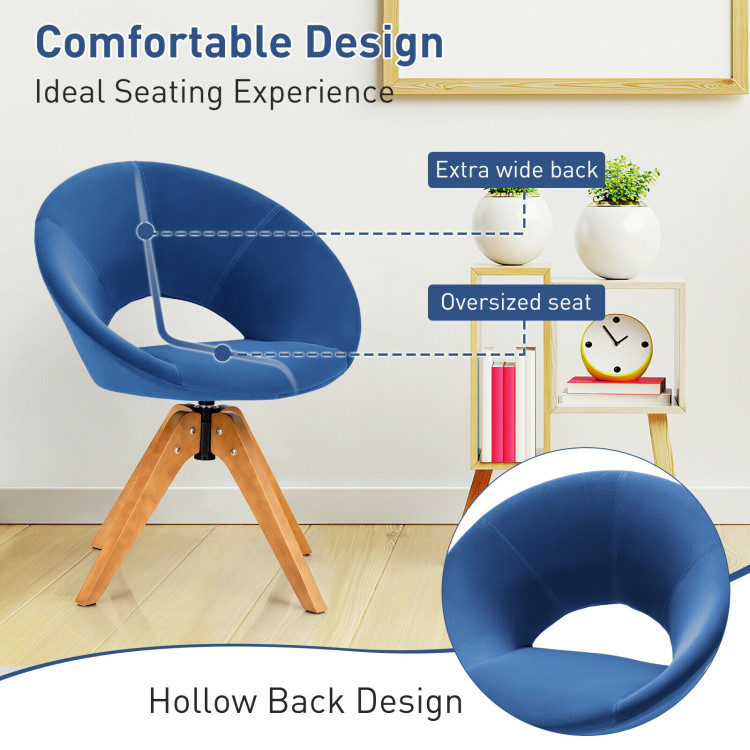 Swivel Accent Chair with Oversized Upholstered Seat for Home Office-BlueCostway Gallery View 6 of 12
