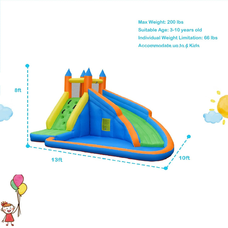 Kids Inflatable Water Slide Bouncing House with Carrying Bag and 480W BlowerCostway Gallery View 4 of 9