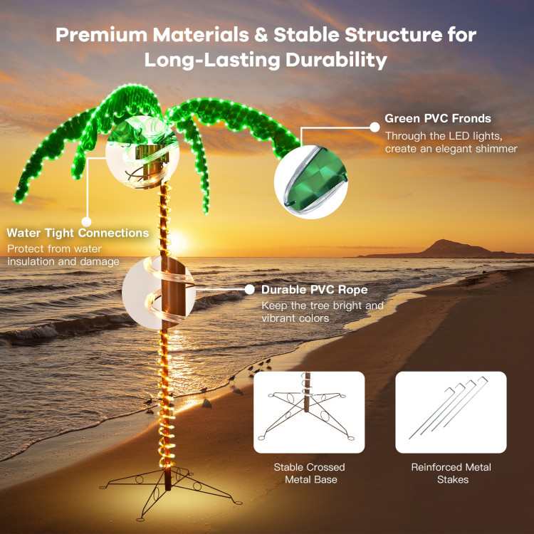 7 Feet LED Pre-lit Palm Tree Decor with Light RopeCostway Gallery View 10 of 12