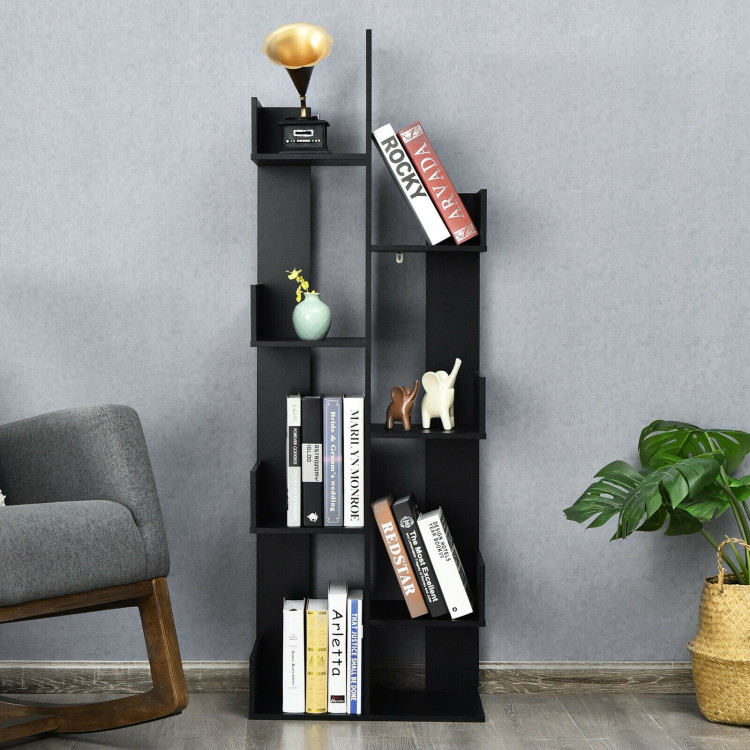 8-Tier Bookshelf Bookcase with 8 Open Compartments Space-Saving Storage Rack -BlackCostway Gallery View 8 of 12