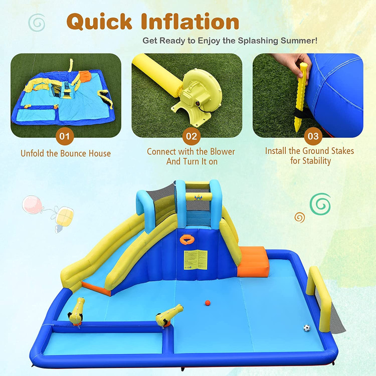 6-in-1 Inflatable Water Slides with Blower for KidsCostway Gallery View 8 of 9