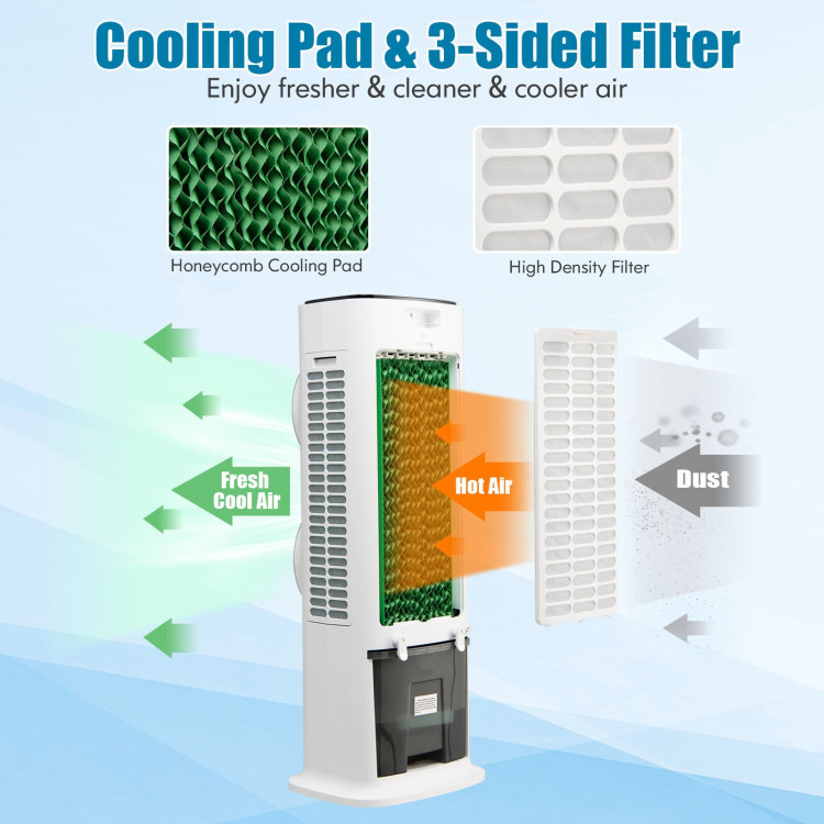3-in-1 Evaporative Air Cooler with 9H Timer Remote-WhiteCostway Gallery View 8 of 10