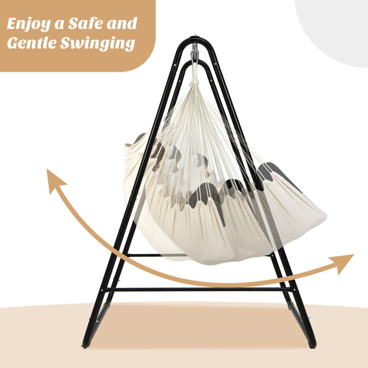 Hanging Padded Hammock Chair with Stand and Heavy Duty Steel-BeigeCostway Gallery View 8 of 10