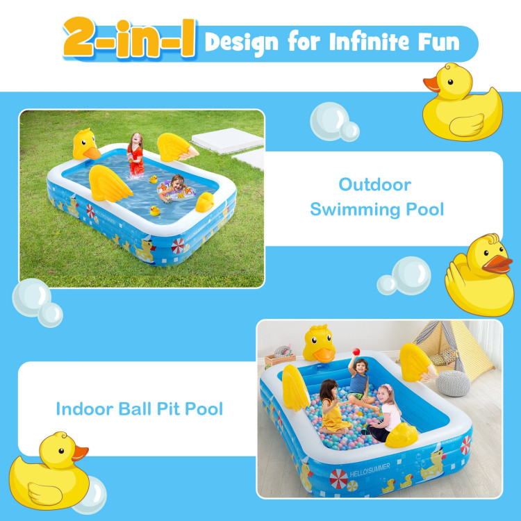 Inflatable Swimming Pool Duck Themed Kiddie Pool with Sprinkler for Age Over 3-BlueCostway Gallery View 5 of 11