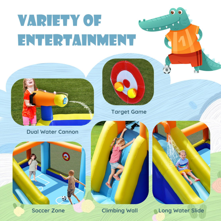 Giant Soccer Themed Inflatable Water Slide Bouncer with Splash Pool without BlowerCostway Gallery View 5 of 10