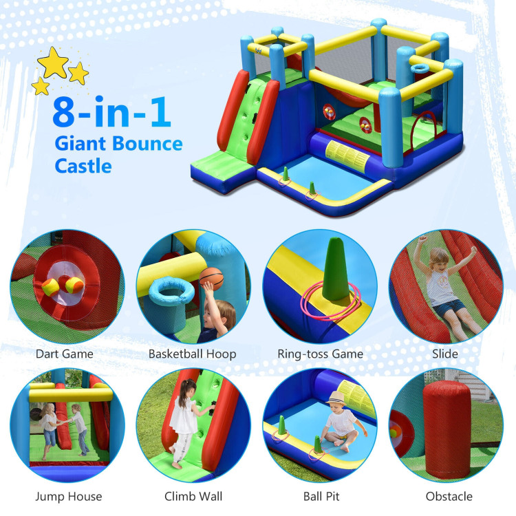 8-in-1 Kids Inflatable Bounce House with Slide without BlowerCostway Gallery View 5 of 10