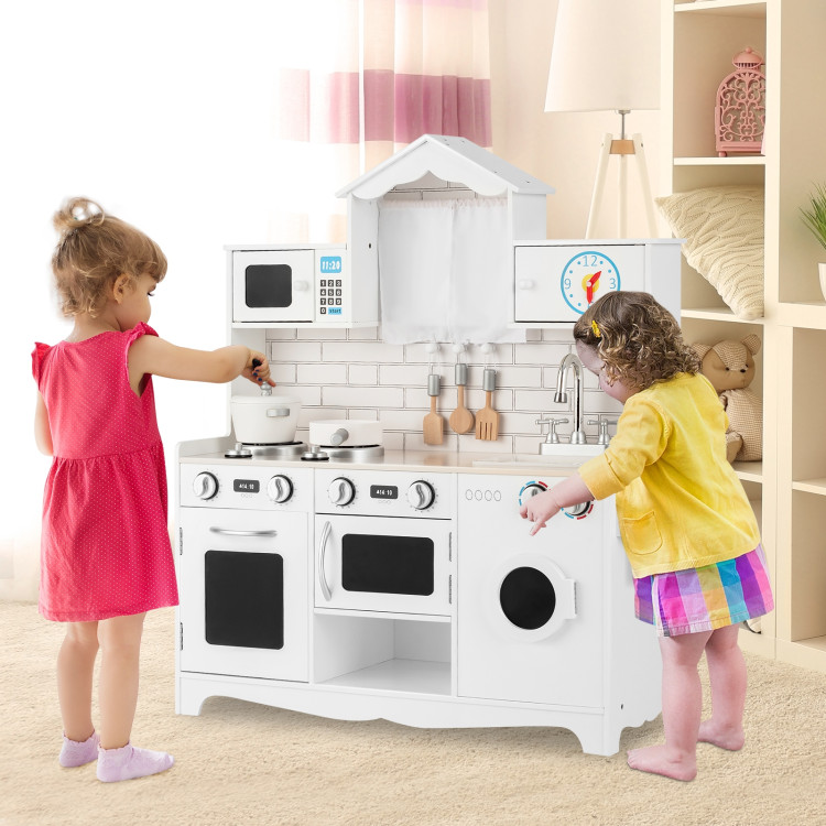 Wooden Kids Kitchen with Washing MachineCostway Gallery View 6 of 9