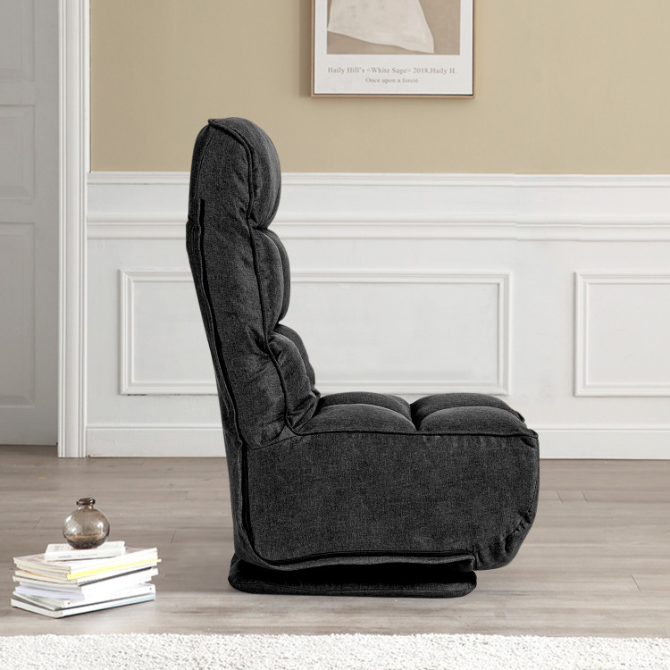 360-Degree Swivel Folding Floor Chair with 6 Adjustable Positions-BlackCostway Gallery View 7 of 12