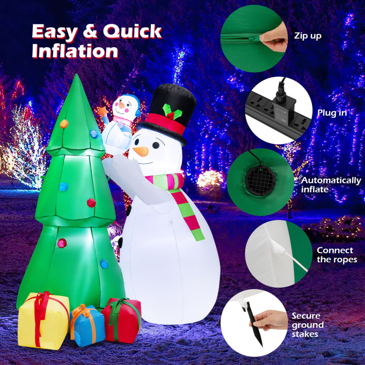 6 Feet Tall Inflatable Christmas Snowman and Tree Decoration Set with LED LightsCostway Gallery View 10 of 10