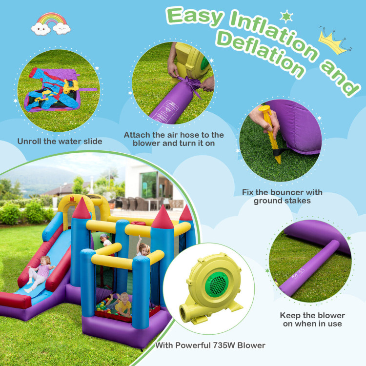 5-in-1 Inflatable Bounce House with 735W BlowerCostway Gallery View 9 of 12