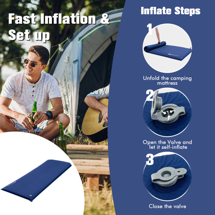Self-inflating Lightweight Folding Foam Sleeping Cot with Storage bag-BlueCostway Gallery View 5 of 10