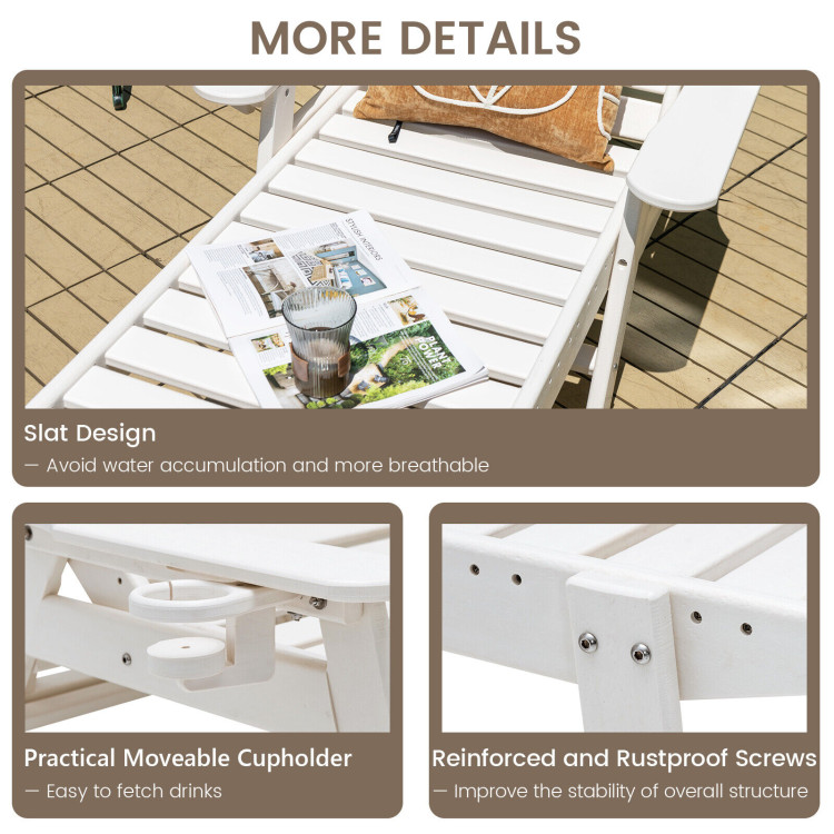 Weatherproof Patio Lounge Chair with Adjustable Back and Cup Holder-WhiteCostway Gallery View 7 of 7