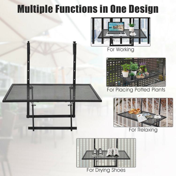 Railing Folding Table with 5-Level Adjustable HeightsCostway Gallery View 10 of 11