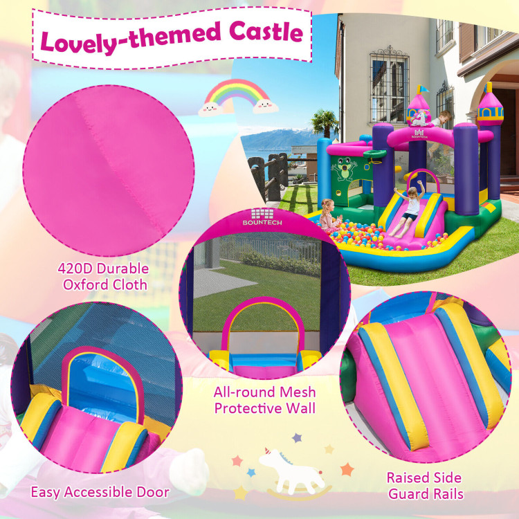 6-in-1 Kids Inflatable Unicorn-themed Bounce House with 735W BlowerCostway Gallery View 10 of 11