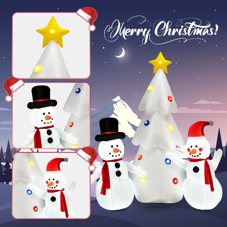 Inflatable Christmas Double Snowmen Decoration with Built-in Rotating LED LightsCostway Gallery View 5 of 10