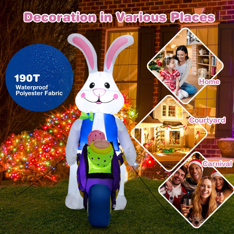 Inflatable Easter Rabbit Decoration with Pushing CartCostway Gallery View 5 of 10