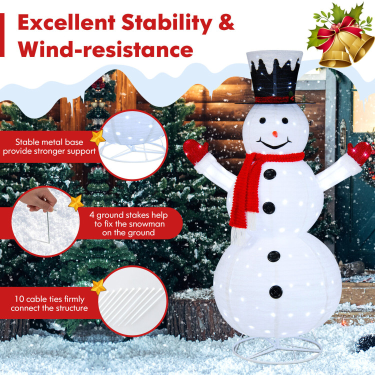 6 Feet Lighted Snowman with Top Hat and Red Scarf-WhiteCostway Gallery View 12 of 12