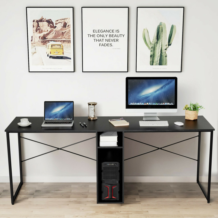79 Inches Multifunctional Office Desk for 2 Person with Storage-BlackCostway Gallery View 6 of 11