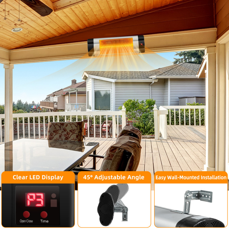 1500W Adjustable Infrared Wall-Mounted Patio Heater with Remote ControlCostway Gallery View 10 of 10