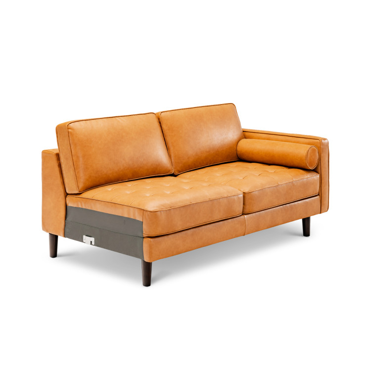 3-Seat L-Shaped Sectional Sofa Couch for Living Room-BrownCostway Gallery View 9 of 13