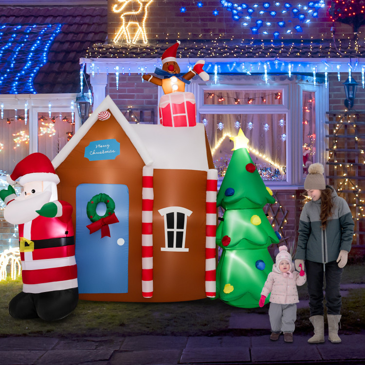 7 Feet Christmas Inflatable Ginger House - Costway