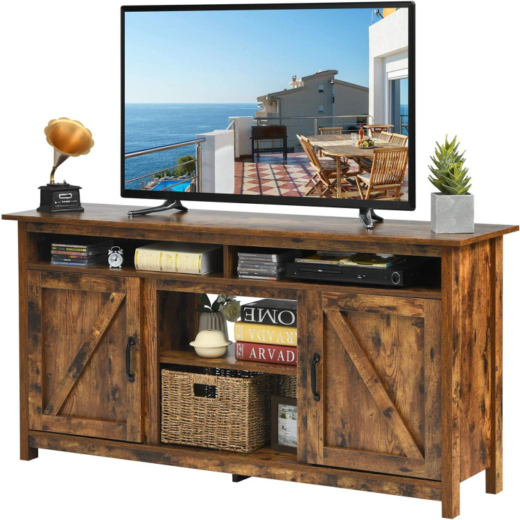 60”Industrial TV Stand Entertainment Center with Shelve and Cabinet-BrownCostway Gallery View 1 of 9