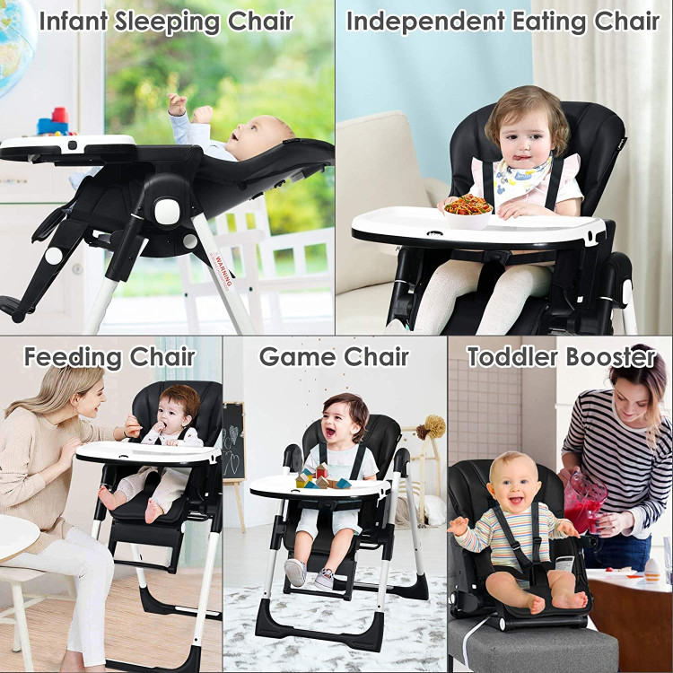 4-in-1 High Chair–Booster Seat with Adjustable Height and Recline-BlackCostway Gallery View 9 of 10
