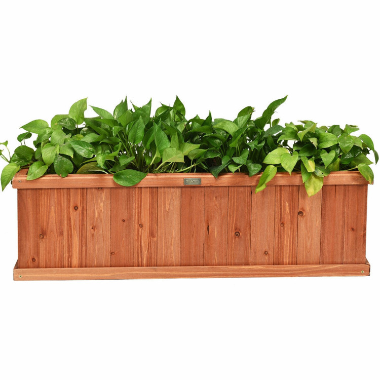 3 Feet x 3 Inch Wooden Decorative Planter Box for Garden Yard and Window Costway Gallery View 9 of 12