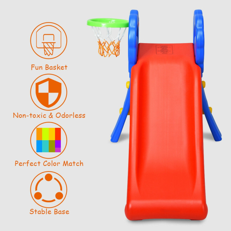 2 Step Children Folding Slide with Basketball HoopCostway Gallery View 10 of 12