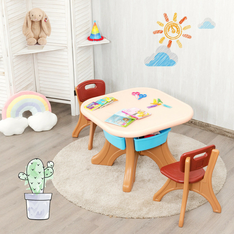 Children Kids Activity Table & Chair Set Play Furniture W/Storage-CoffeeCostway Gallery View 2 of 10