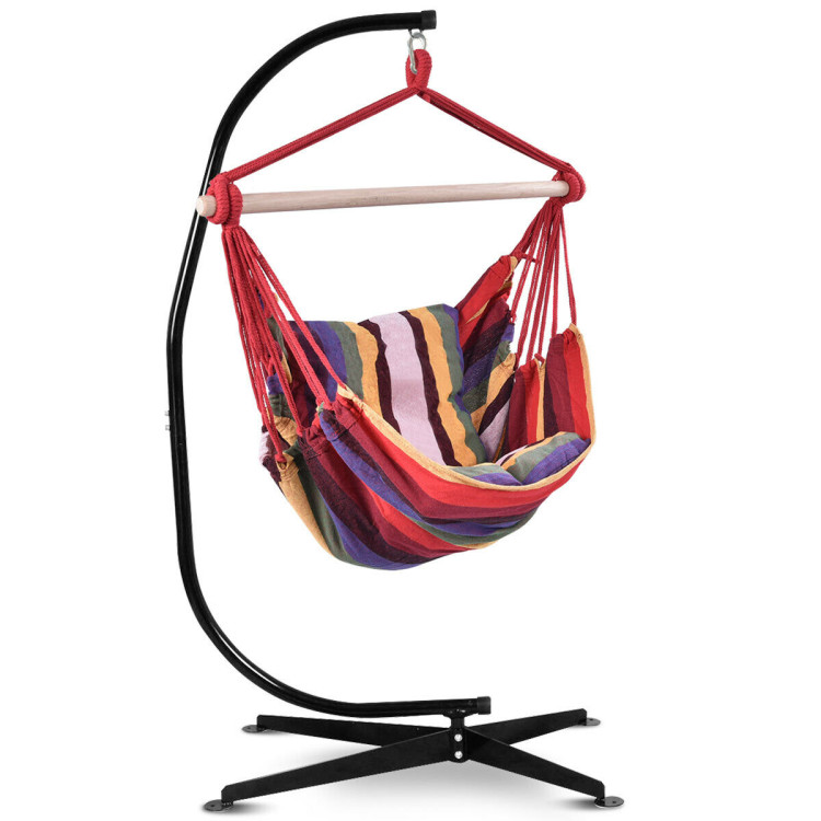 4 Color Deluxe Hammock Rope Chair Porch Yard Tree Hanging Air Swing Outdoor-RedCostway Gallery View 11 of 12