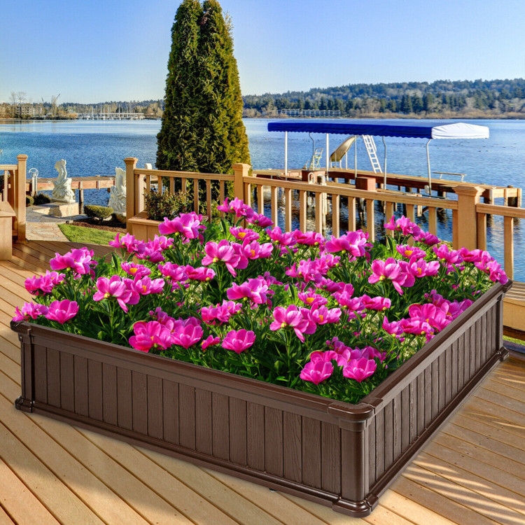 48 Inch Raised Garden Bed Planter for Flower Vegetables Patio-BrownCostway Gallery View 2 of 12