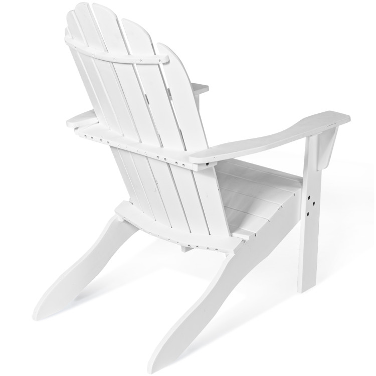 Wooden Outdoor Lounge Chair with Ergonomic Design for Yard and Garden-WhiteCostway Gallery View 17 of 18