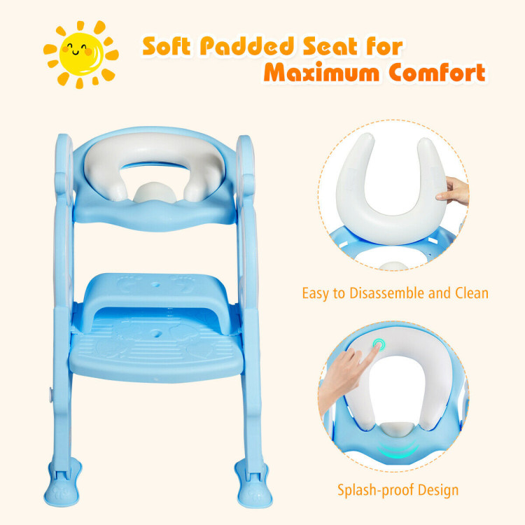 Adjustable Foldable Toddler Toilet Training Seat Chair-BlueCostway Gallery View 10 of 12