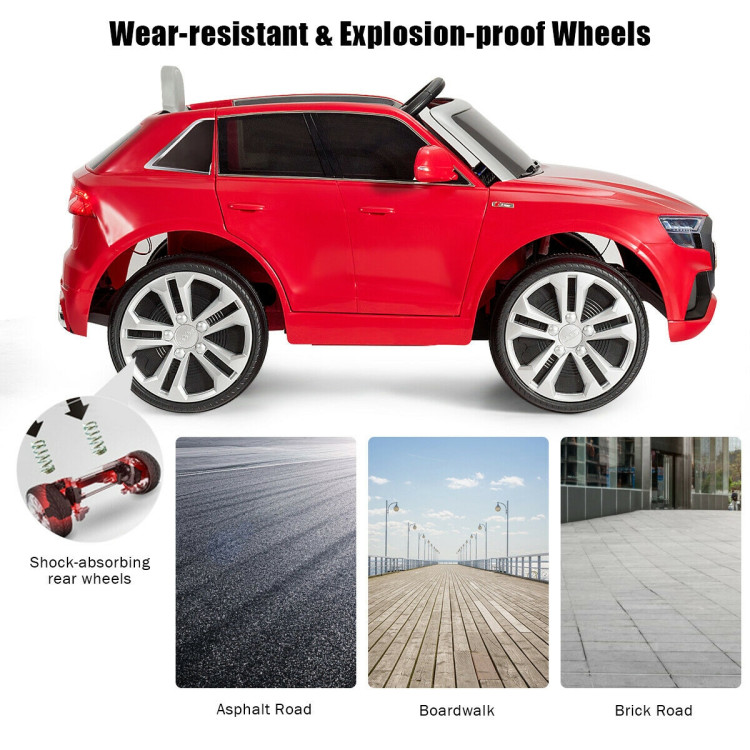 12 V Licensed Audi Q8 Electric Kids Ride On Car with 2.4G Remote Control for Boys and Girls-RedCostway Gallery View 7 of 11