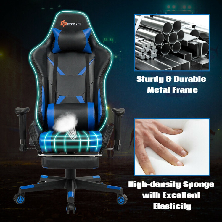 Massage Racing Gaming Chair  Chair with RGB LED Lights-BlueCostway Gallery View 10 of 10