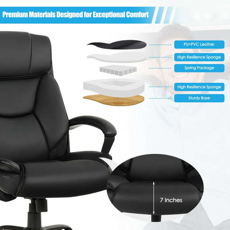 Massage Executive Office Chair with 6 Vibrating Points-BlackCostway Gallery View 9 of 10