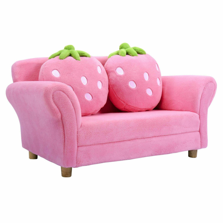 BL/PI Kids Strawberry Armrest Chair Sofa-PinkCostway Gallery View 1 of 12