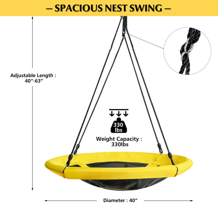 40 inch Nest Tree Outdoor Round Swing-YellowCostway Gallery View 4 of 11