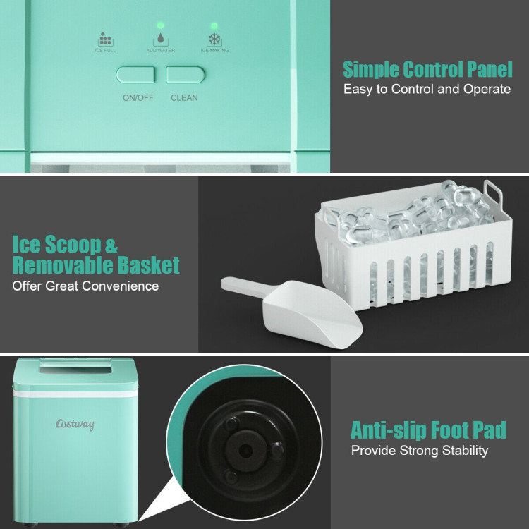 Ice Makers Countertop, FREE VILLAGE Portable Ice Maker Countertop 9 Ice  Ready in 6 Mins, 26Lbs/24H, Self-Cleaning Function, Ice Machine with Ice  Scoop & Basket for Home/Party/Camping (Black) - Coupon Codes, Promo