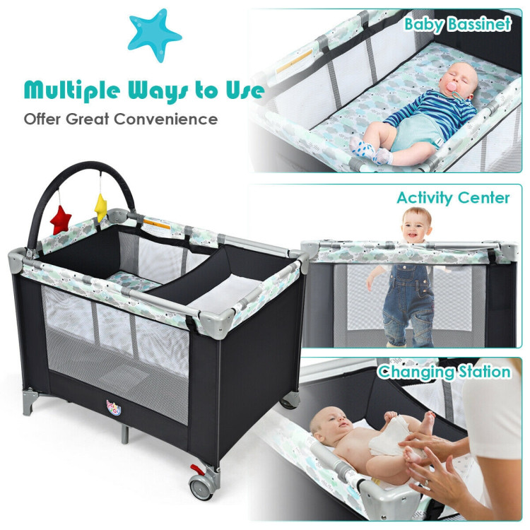 Portable Baby Playard Playpen Nursery Center with Changing StationCostway Gallery View 6 of 13