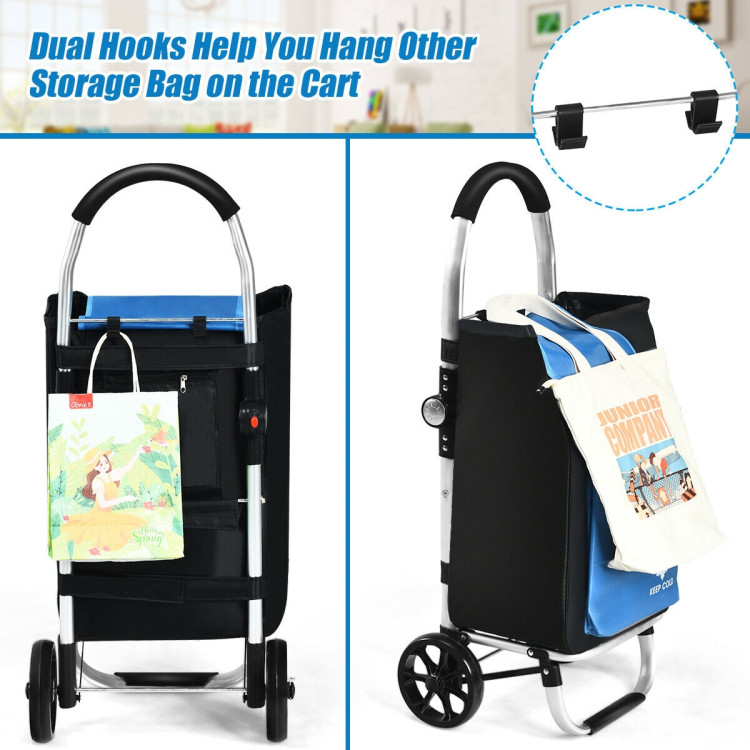 Folding Utility Shopping Trolley with Removable Bag-BlueCostway Gallery View 12 of 14